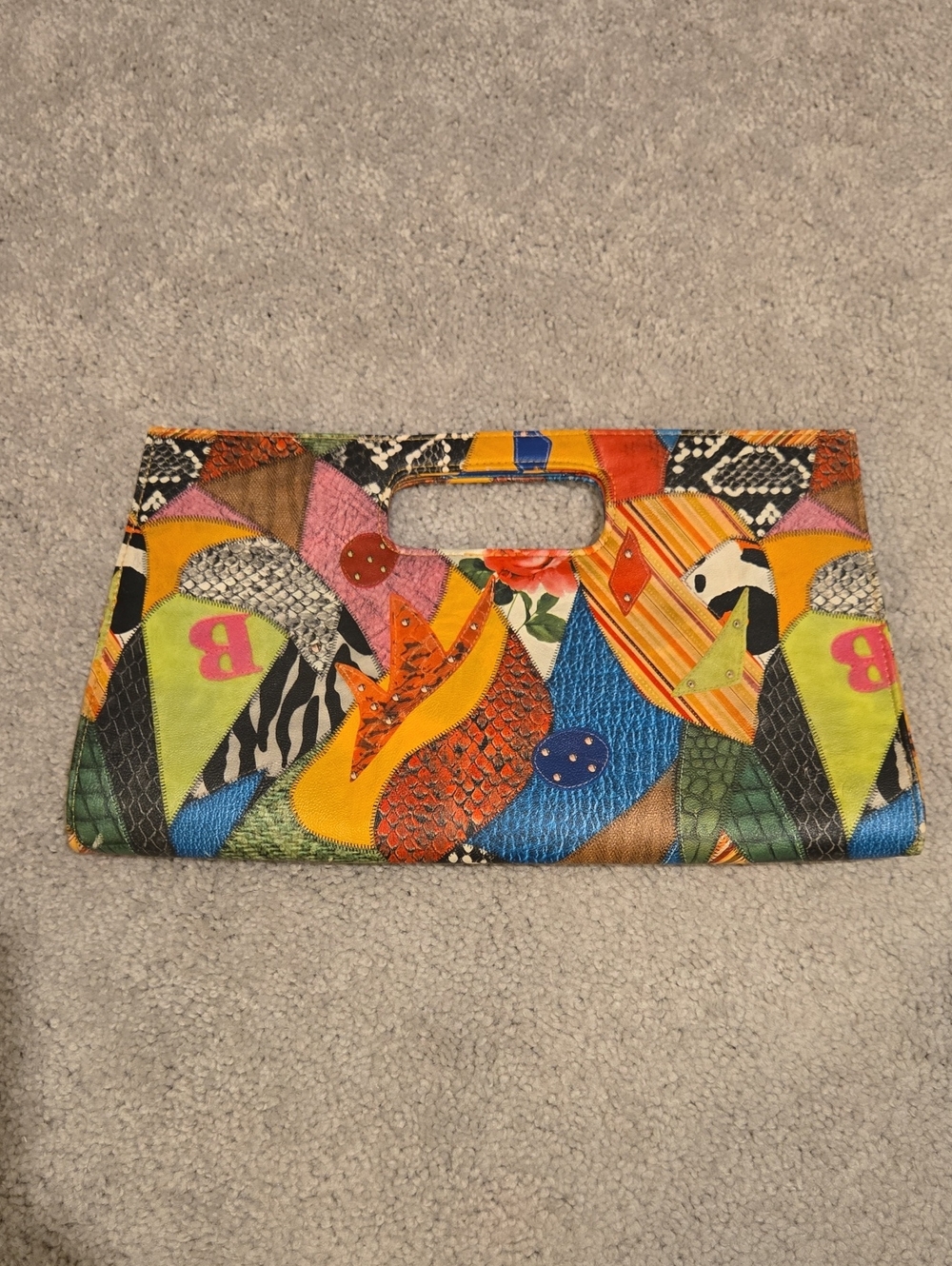 Colorful Patchwork Handle Clutch - Multicolor